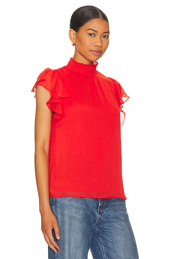 view 2 of 4 スモックデザイン・タートルネック・フラッタースリーブ・トップス in Studio Red