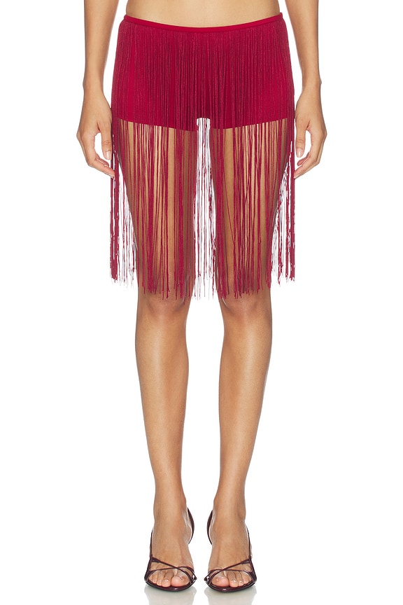 view 1 of 6 Long Fringe Hot Pants Red in Red