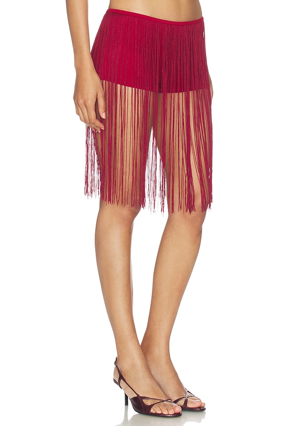 view 2 of 6 Long Fringe Hot Pants Red in Red