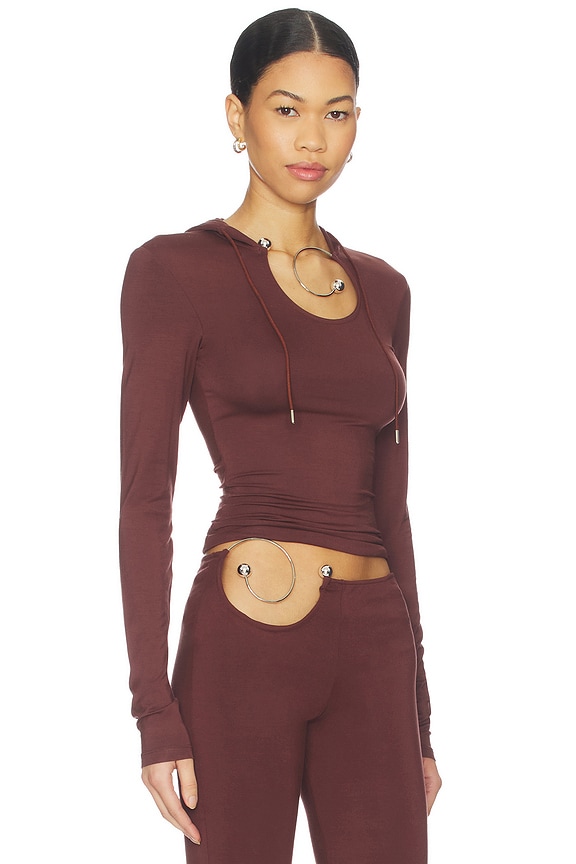 view 2 of 4 Spiral Slink Hoodie in Brown