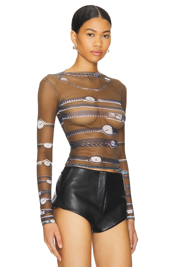 view 2 of 4 Watch Mesh Long Sleeve in Brown