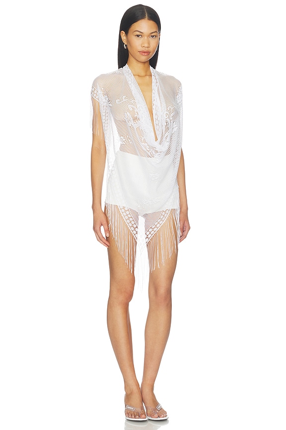 view 2 of 4 White Upcycled Lace Top in White
