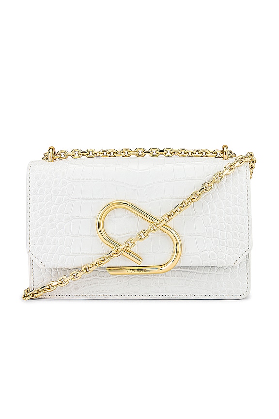 view 1 of 6 Alix Chain Clutch Embossed Croc Bag in Antique White