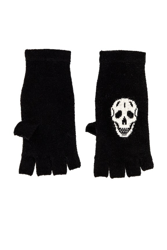 view 2 of 2 Skull Cashmere Gloves in Black & Chalk