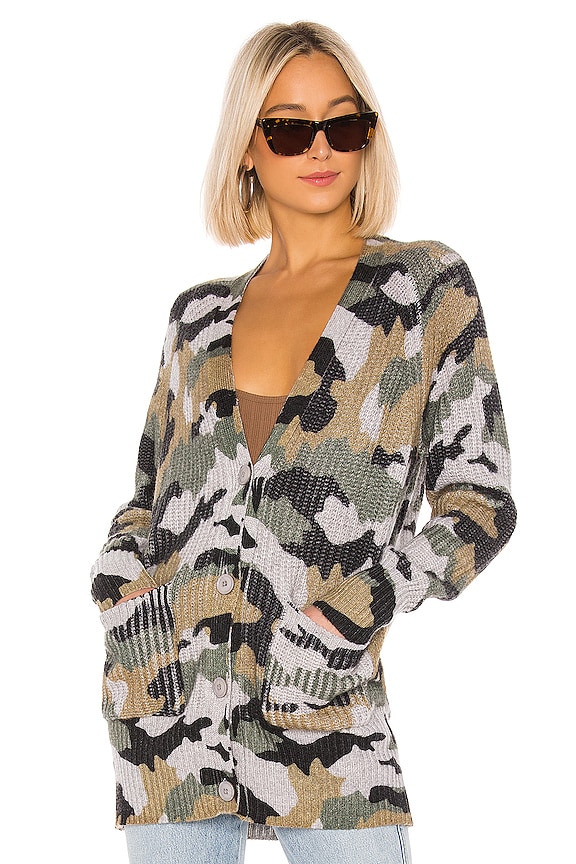 view 2 of 5 Camo Cardigan in Light Heather Grey & Camo