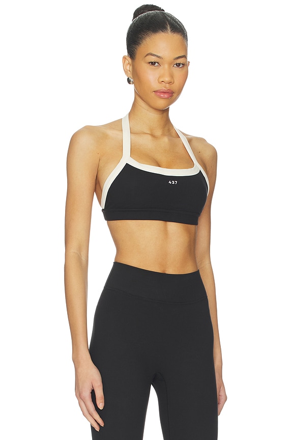 view 2 of 4 The Halter Sports Bra in Black & Cream