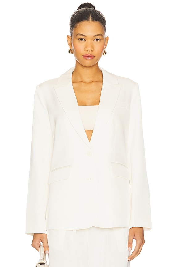 view 2 of 5 Camille Satin Blazer in Cream