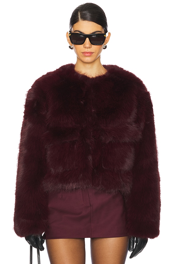 view 2 of 5 Reysha Faux Fur Jacket in Burgundy