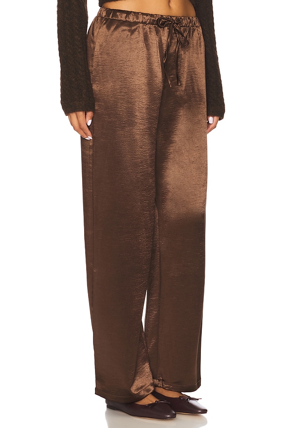 view 2 of 6 Shelby Satin Trousers in Chocolate