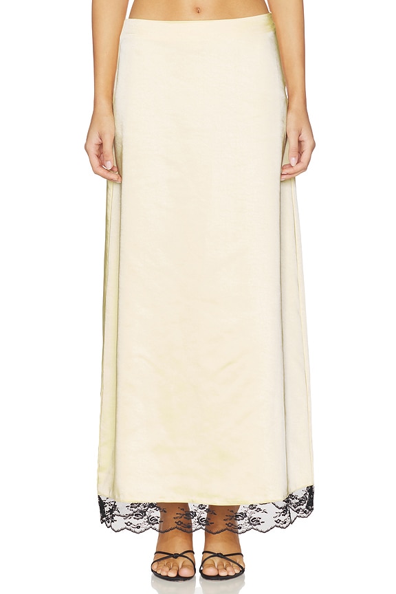 view 1 of 6 x REVOLVE Rena Satin And Lace Skirt in Yellow