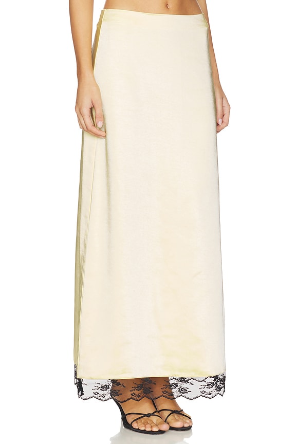 view 2 of 6 x REVOLVE Rena Satin And Lace Skirt in Yellow