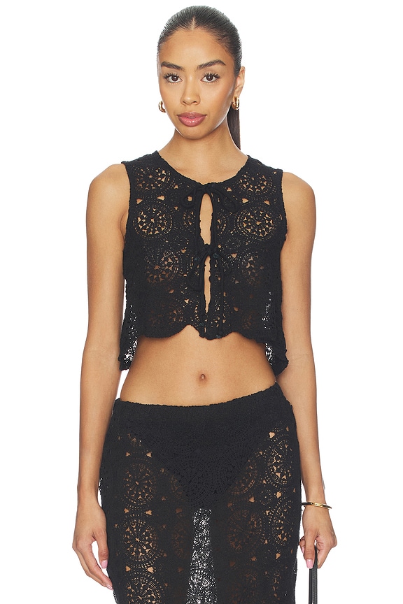 view 1 of 4 Laurenne Crochet Tie Top in Black