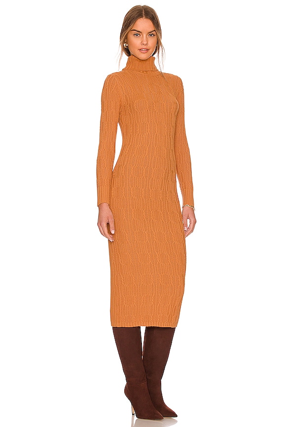 view 2 of 3 Turtleneck Cable Midi Dress in Caramel