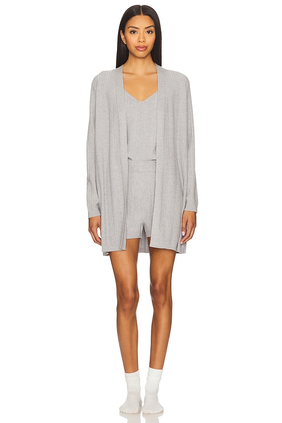 view 2 of 4 Azalea Ribbed Short Set in Medium Heather Grey