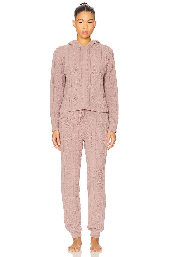 view 2 of 4 Hallie Chenille Cable Hoodie & Jogger Set in Bark