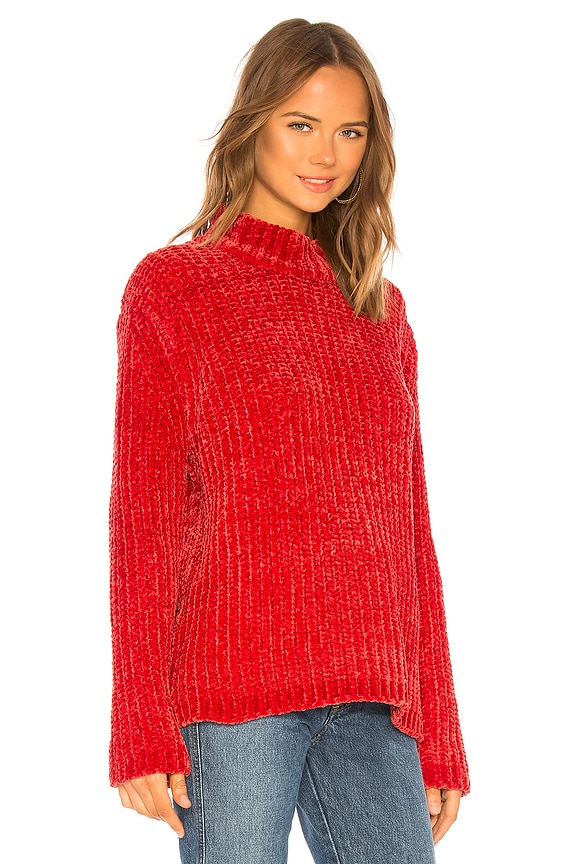 view 2 of 4 Bouncy Chenille Mock Neck in Ruby