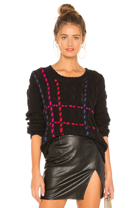 view 1 of 4 Cable Pullover in Black Multi