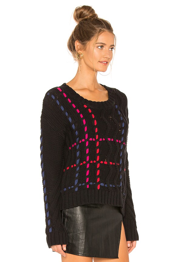 view 2 of 4 Cable Pullover in Black Multi