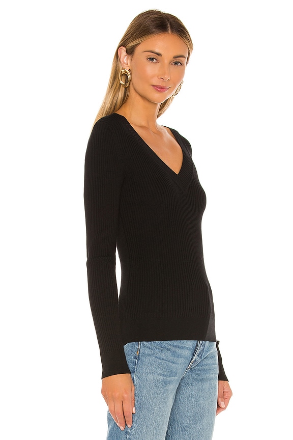 view 2 of 4 Wide V Neck Pullover Sweater in Black