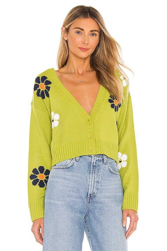 view 1 of 4 Flower Cardigan in Lime Green Multi