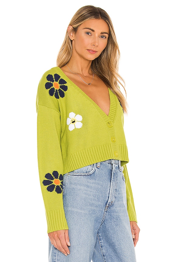 view 2 of 4 Flower Cardigan in Lime Green Multi