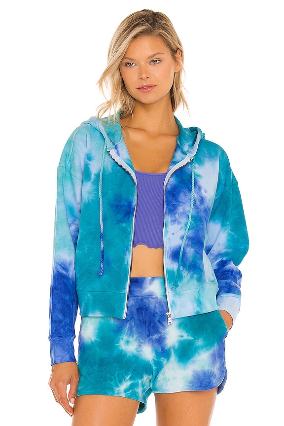 view 1 of 4 Tie Dye Zip Hoodie in Baja Blue Multi