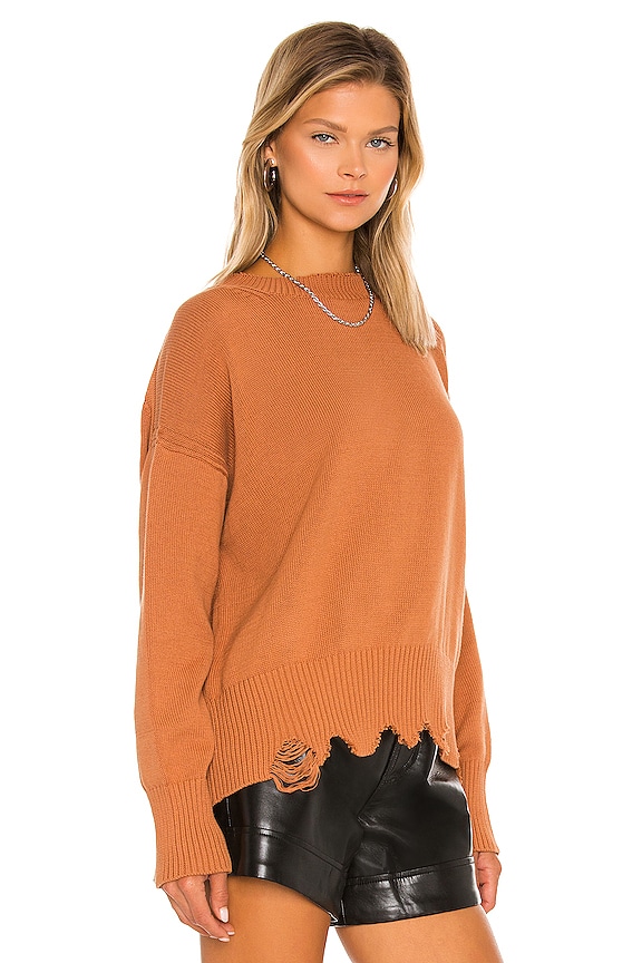 view 2 of 4 Distressed Crew Neck Pullover in Toasted Almond