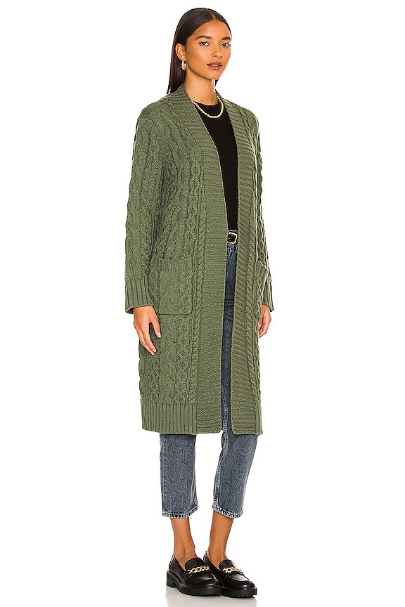 view 2 of 3 Cable Open Cardigan in Ivy