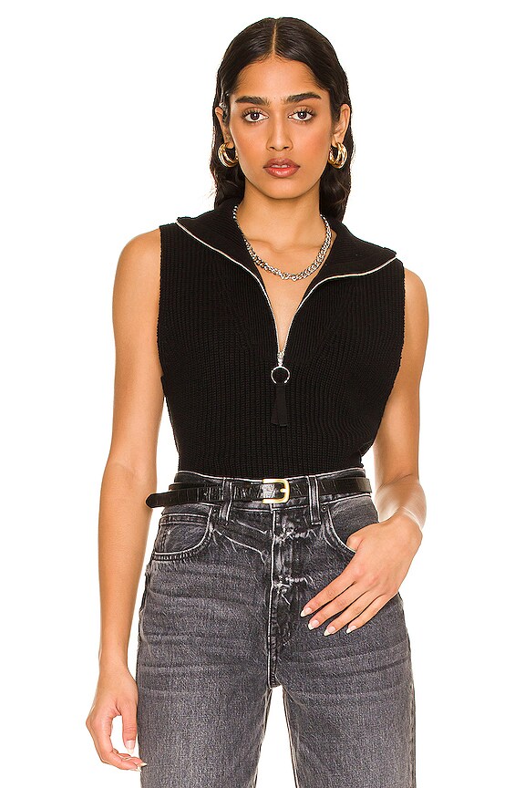 view 1 of 4 TOP AVEC DEMI-GLISSIÈRE in Black