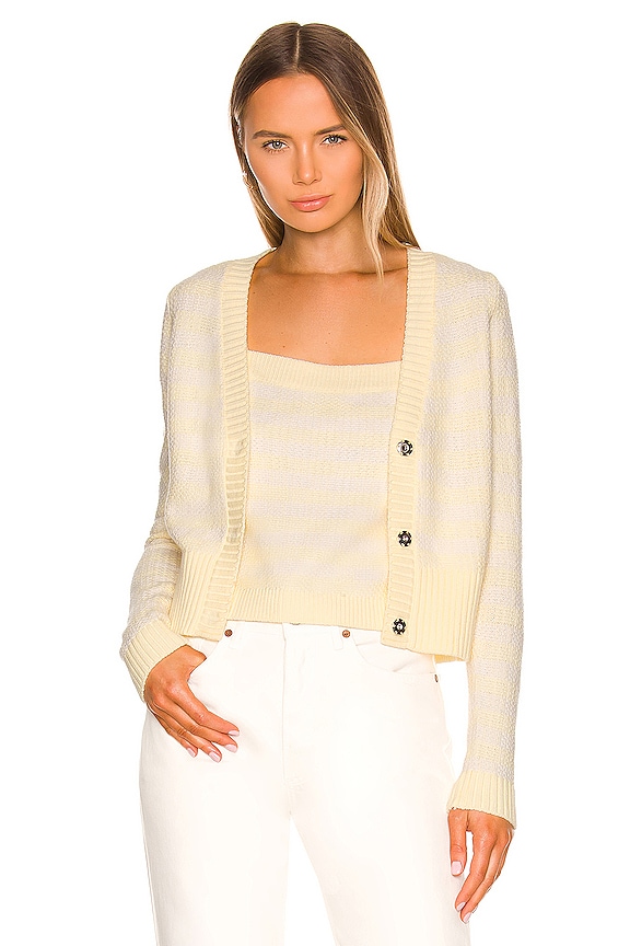 view 1 of 5 Gingham Cropped Cardigan in Butter Multi