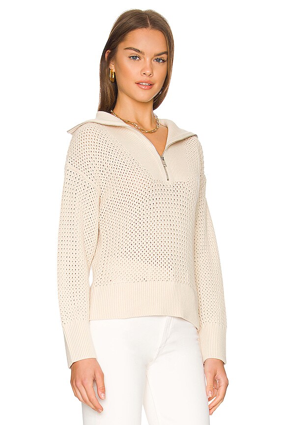 view 2 of 4 PULL AVEC GLISSIÈRE MIX STITCH in Cream