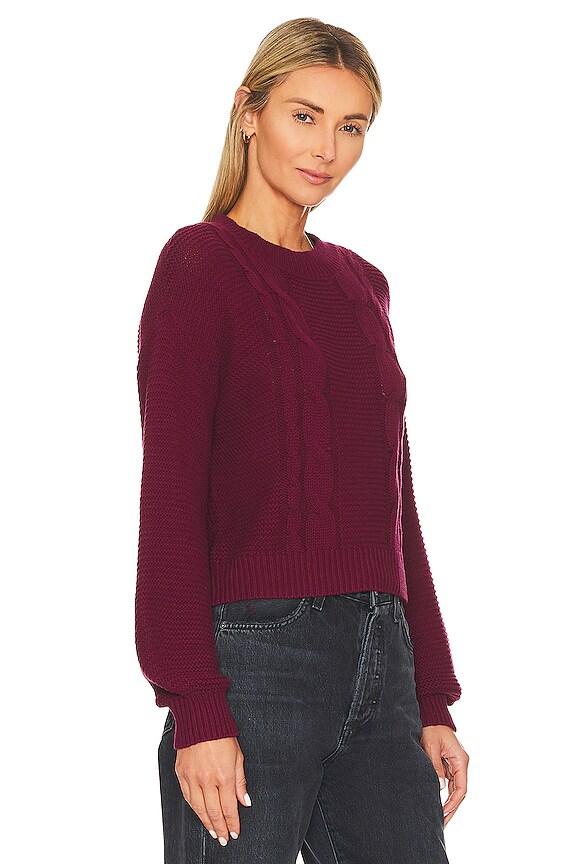 view 2 of 4 CABLE 풀오버 스웨터 in Wine