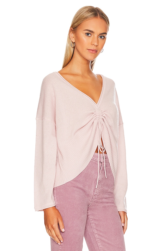 view 2 of 4 Ruched Front Cashmere Pullover in Rose Pink