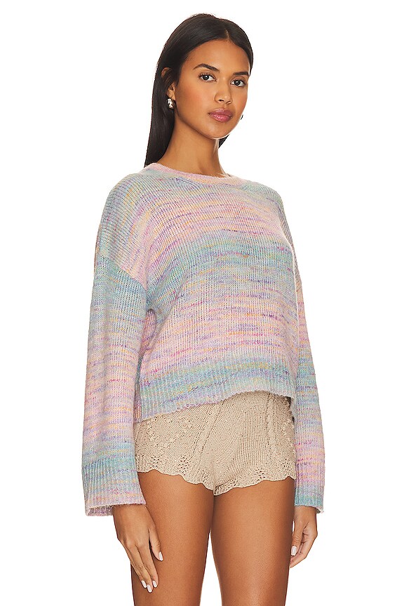 view 2 of 4 Liyan Space Dye Crew Neck Pullover Sweater in Lagoon Multi