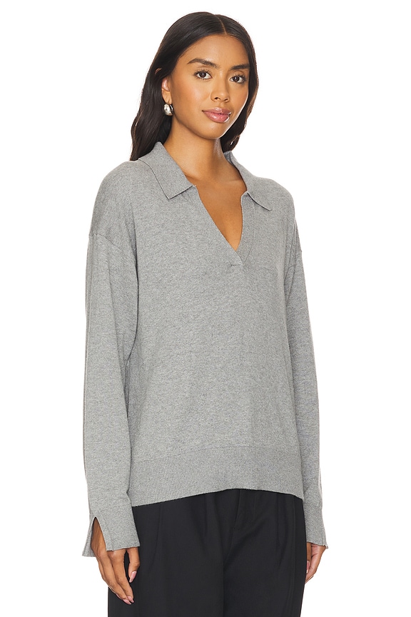 view 2 of 4 Maddi Johnny Collar Pullover in Smoke Grey