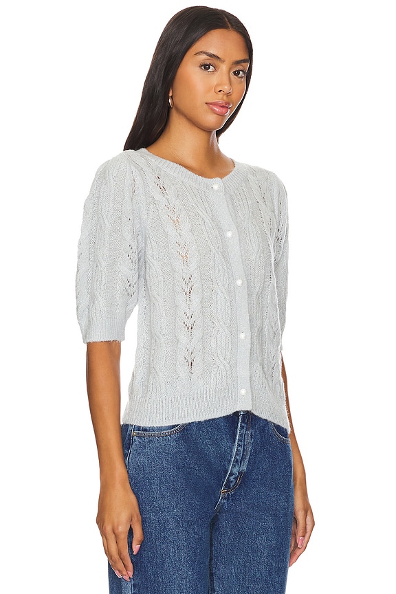 view 2 of 4 Lacey Puff Sleeve Crew Cardi in Iceberg