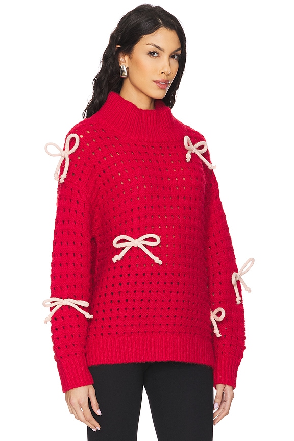 view 2 of 4 Naomi Oversized Bow Sweater in Cherry Red Multi