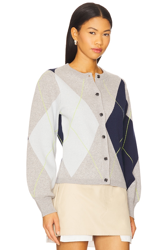 view 2 of 5 Noelle Argyle Cardigan in Grey Mist Heather Multi