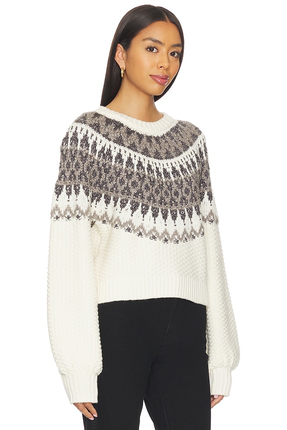 view 2 of 4 Alora Long Sleeve Fair Aisle Top in Sea Salt Combo