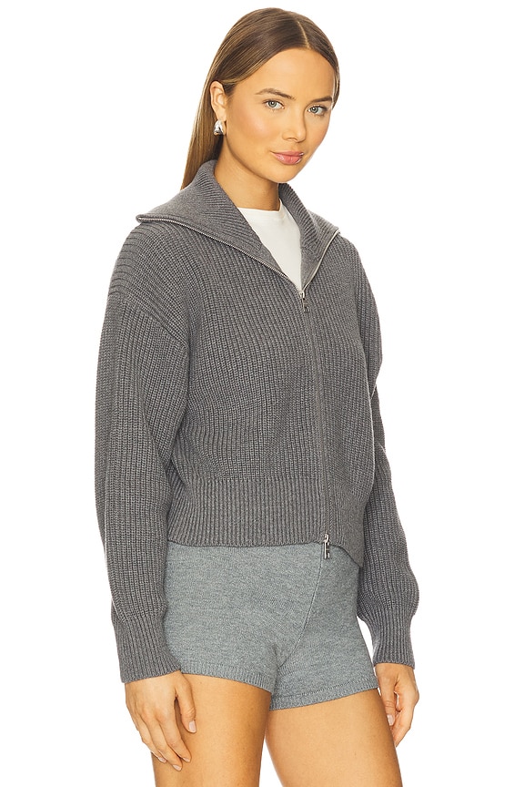 view 2 of 4 Tina Shaker Zip Up Cardigan in Charcoal Grey
