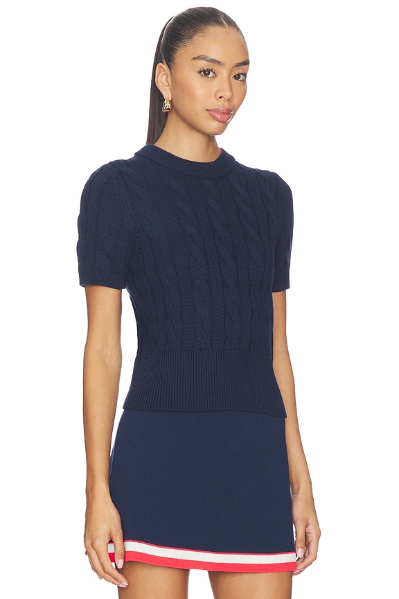 view 2 of 4 Sky Cable Crew Neck Pullover in Dark Blue