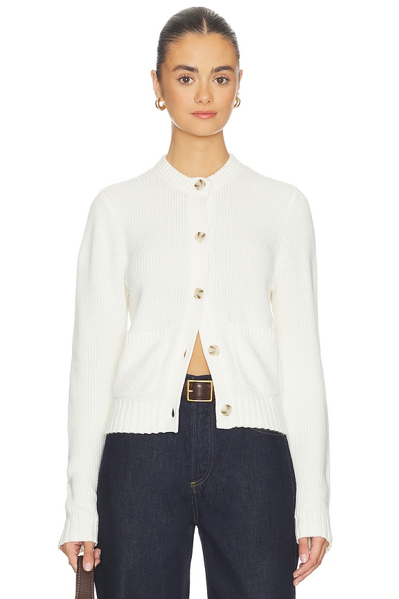 view 1 of 4 Palmer Crew Neck Cardigan in Chalk