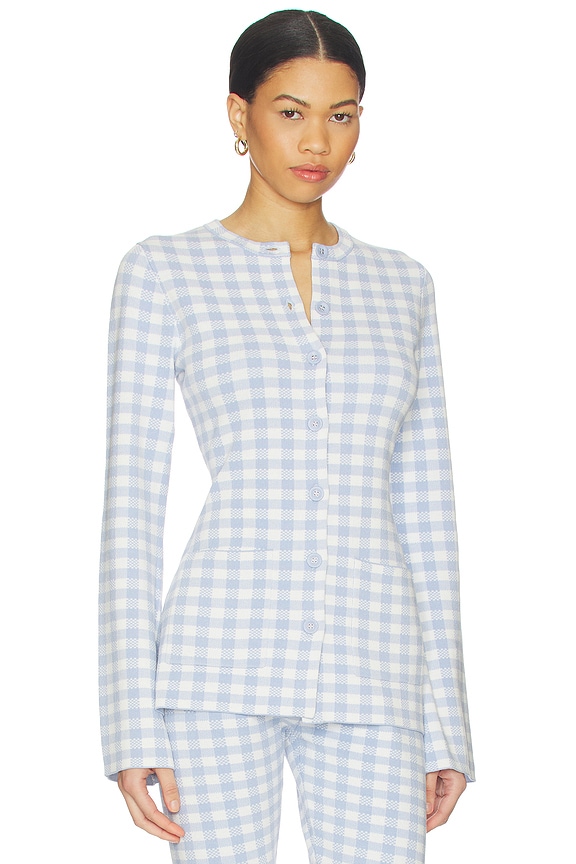 view 2 of 5 Juniper Elongated Fitted Cardigan in Blue Heron Combo