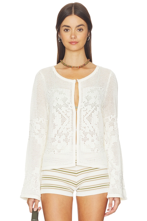 view 2 of 5 Marigold Mesh Stitch Sweater Jacket in Chalk