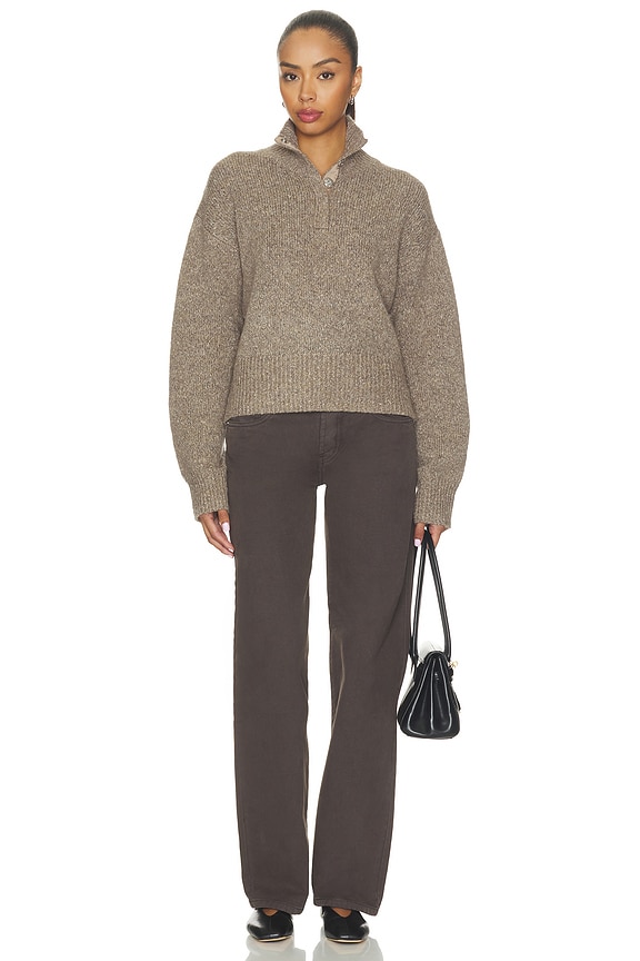 Boxy Snap Front Henley Sweater