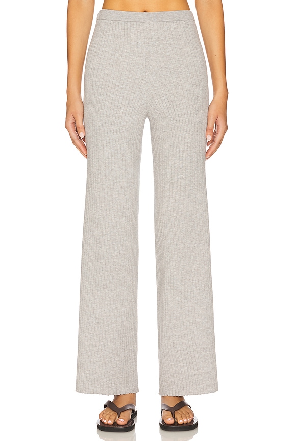 view 1 of 6 Milo Wide Leg Rib Pant in Grey Mist Heather