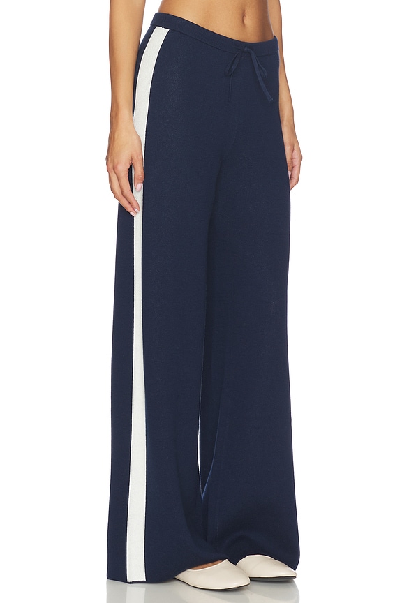 view 1 of 6 Merritt Drawstring Striped Wide Leg Pant in Dark Blue Combo
