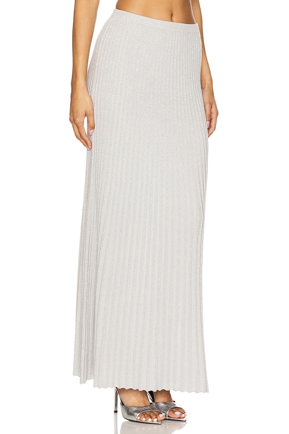 view 2 of 6 Spencer Lurex Pleated Maxi Skirt in Glacier Grey