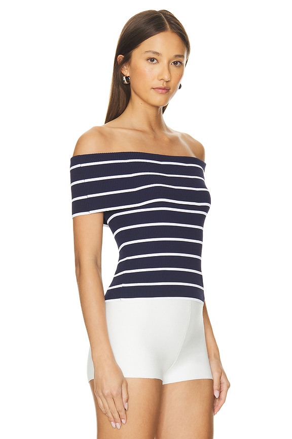 view 2 of 4 Tracy Off The Shoulder Top in Dark Blue Multi