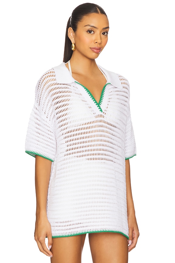 view 2 of 4 Kacey Open Stitch Top in Bleach White Multi